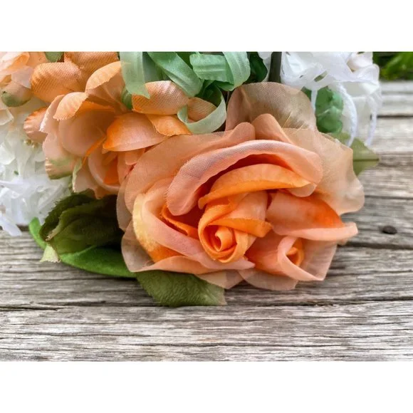 Vintage 1960s Millinery Flower Bucket Hat Peach and Green